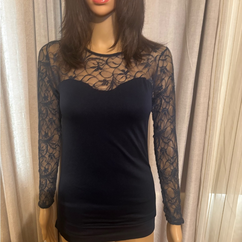 Soho Girls | Elegant Navy Lace Top